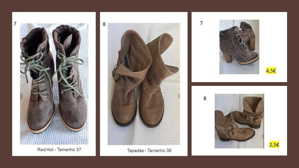 Sapatos/sandálias/Botas de senhora tamanhos pequenos usados-saldo