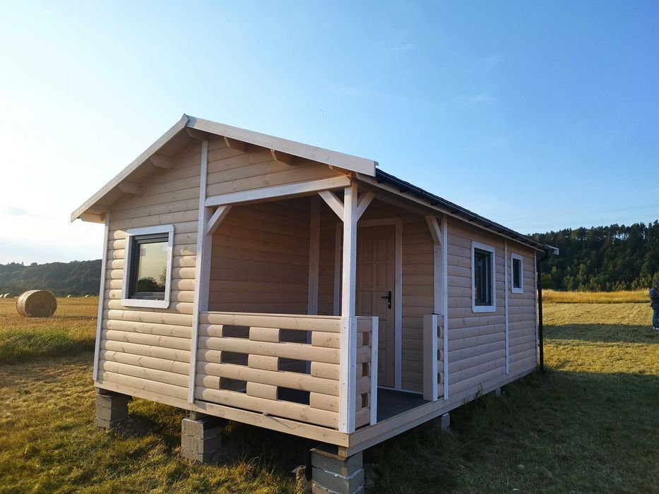 domek drewniany,wym.4x6,5m,parterowy,letniskowy,szkieletowy,ogrodowy