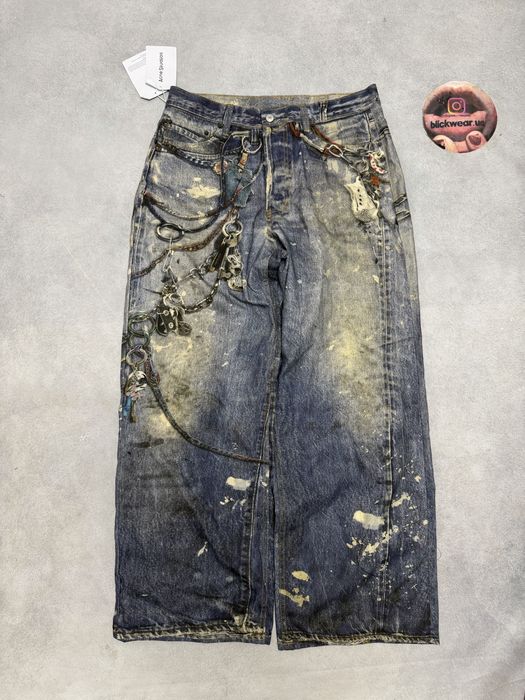 штаны штани ACNE STUDIOS painted printed jeans  S M l vetements balenciaga project gr protoocol index