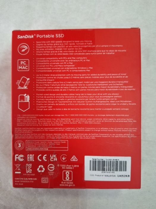SSD диск SanDisk Portable 2TB USB 3.2 Type-C (SDSSDE30-2T00-G26)