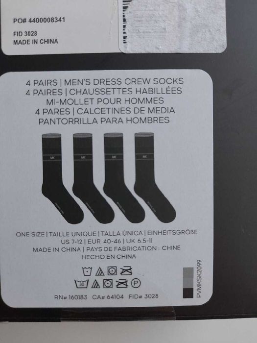 skarpety męskie michael kors 4 pary nowe roz 40-46 czarne