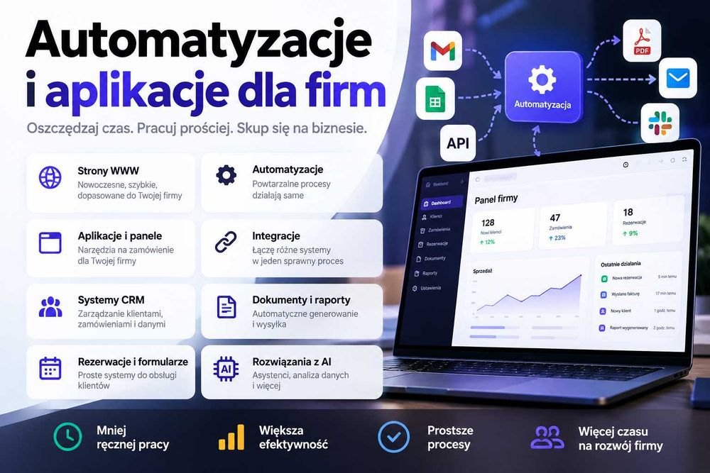 Automatyzacje i aplikacje dla firm | Strony WWW | Narzędzia na zamówienie