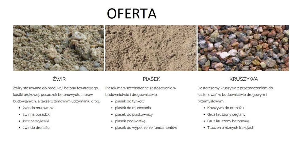 Piasek żwir beton tłuczeń