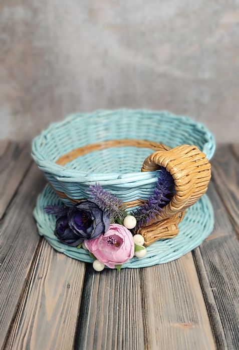 Цукерниця.Плетена чашка з еколози.