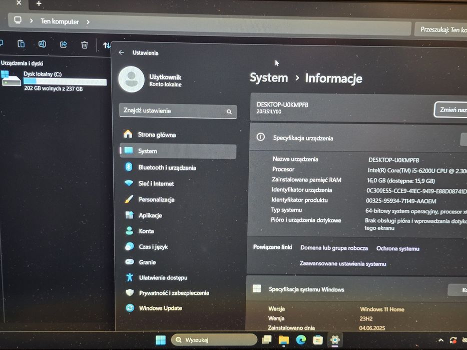 Lenovo ThinkPad T560 15,6 2XBateria' i5 16GB RAM 256GB SSD Windows 11 Gwarancja