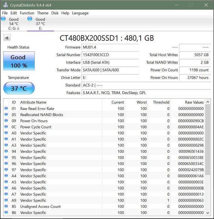SSD Crucial BX200 480Gb SATA