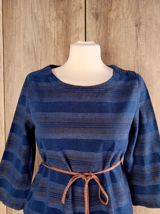Seasalt Cornwall sukienka tunika sztruks mini paski granat S 36