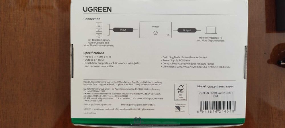 Switch 3 para 1 = HDMI 2.1 Switcher 8K 60Hz 4K120Hz