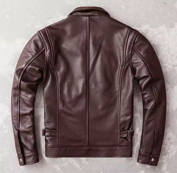 Brązowa kurtka skórzana męska ramoneska klasyczna skóra naturalna
