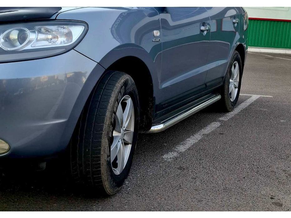 Hyundai Santa Fe 2 2006-2012 рр. Бокові пороги Premium (2 шт., нерж.) 60 мм