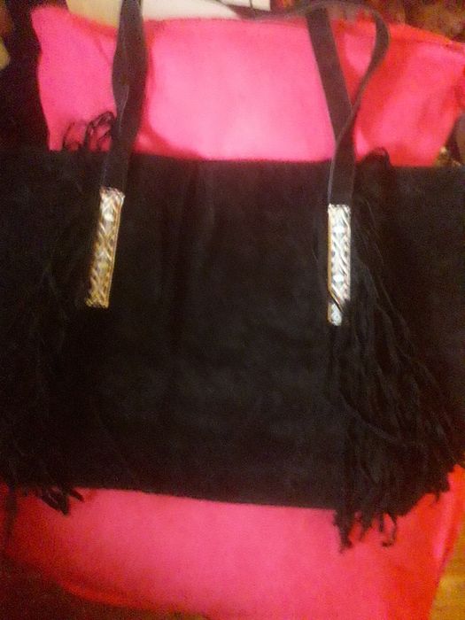 Bolsa preta com franjas64751084965251120