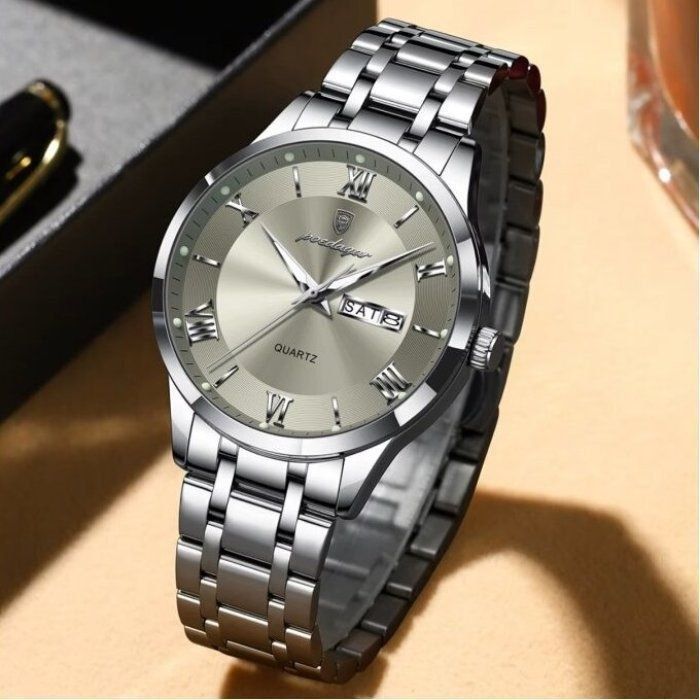 Годинник Poedagar Silver Sunray: Кварцовий, Сталевий браслет