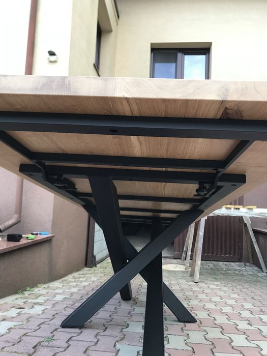 Stelaż do stołu loftowy pod stół nowoczesny z blachy X rozkładany