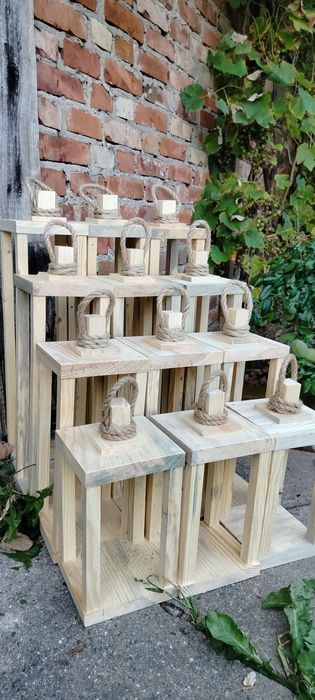 Drewniane, ozdobne lampiony