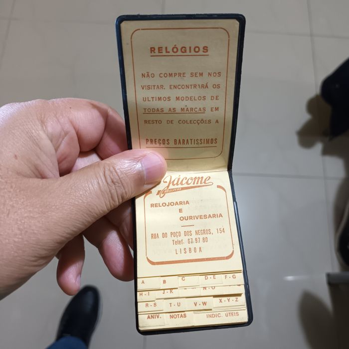 Antiga agenda relojoaria Jácome Lisboa anos 70
