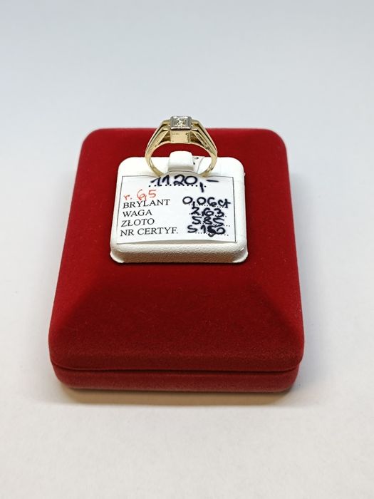 Złoty pierścionek z brylantem roz.6,5 złoto próby 585