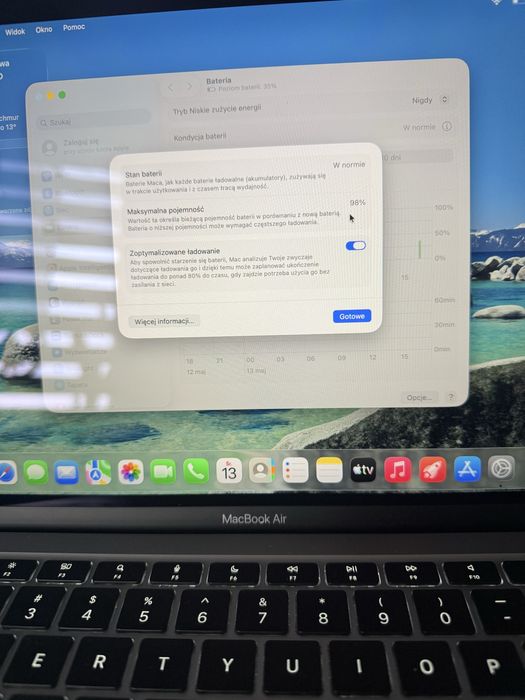 MacBook Air 13 cali M1 256/8GB 98% kondycji