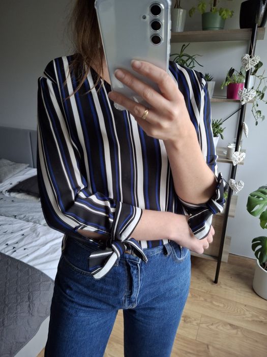 Rozmiar S M, koszula w paski, bluzka koszulowa