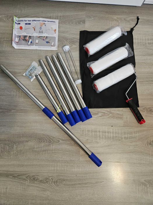 Zestaw do malowania z teleskopowym kijem 204 cm – 3 wałki malarskie