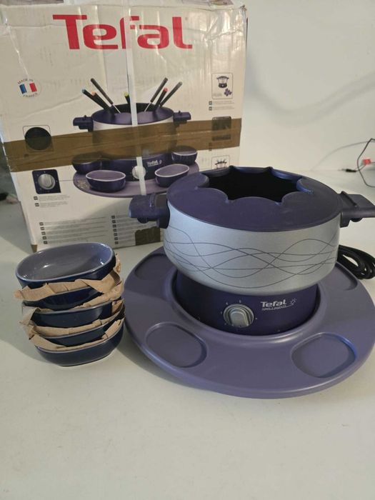 TEFAL ZESTAWY DO FONDUE 1,25 L do 8 osób  - obrotowa taca - 5 miseczek