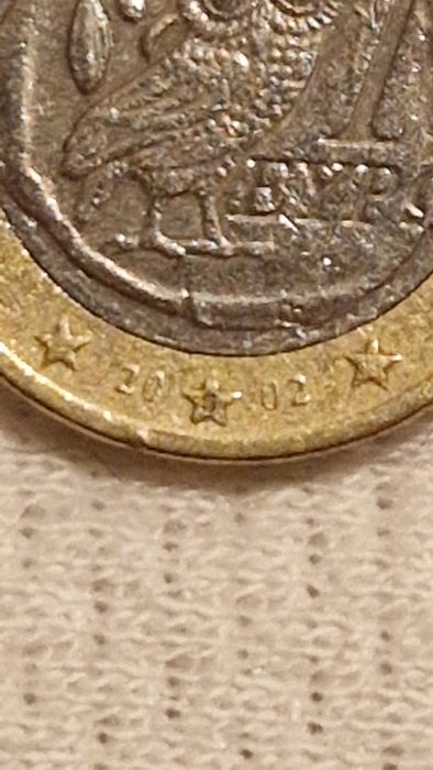 Moeda de 1€ de mocho, da grecia de 2002.