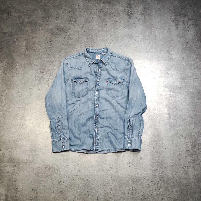 MĘSKA Vintage Koszula Retro Jeansowa JEANS Denim Kieszenie Levis Logo