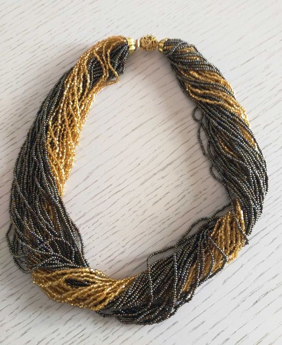 Kolia z koralików korale koraliki złota 36 nitek