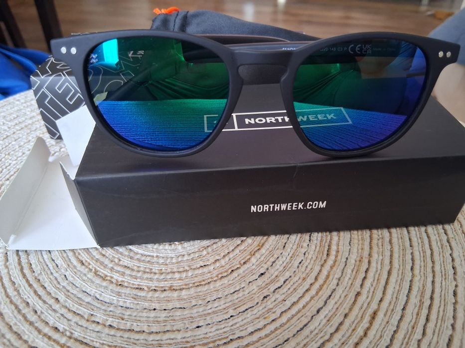 Okulary northweek wall matte black green polarized