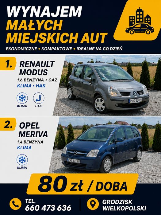 Wynajem aut osobowych 80zł/doba