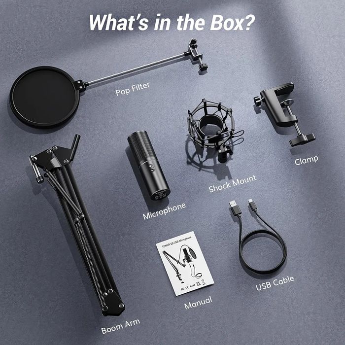 Mikrofon do Gier RGB TONOR Q9S z Wysięgnikiem USB