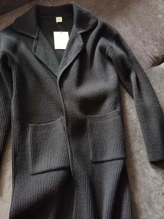 Пальто кардиган шерстяний Toteme Wool black