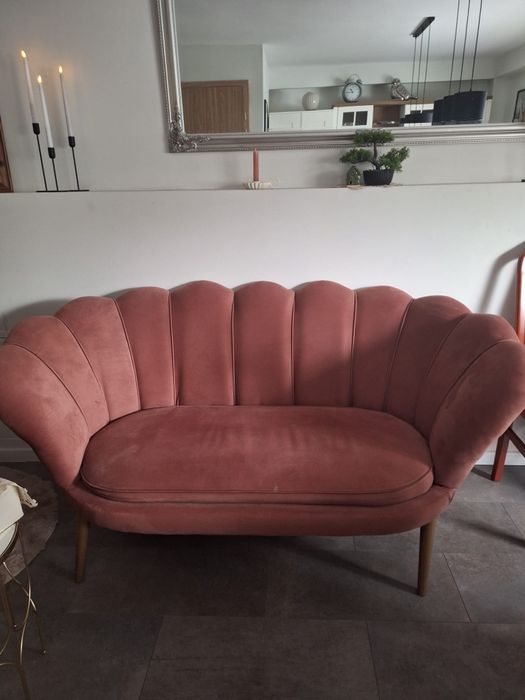 Sofa + fotel, brudny róż , idealny stan, zestaw wypoczynkowy, komplet