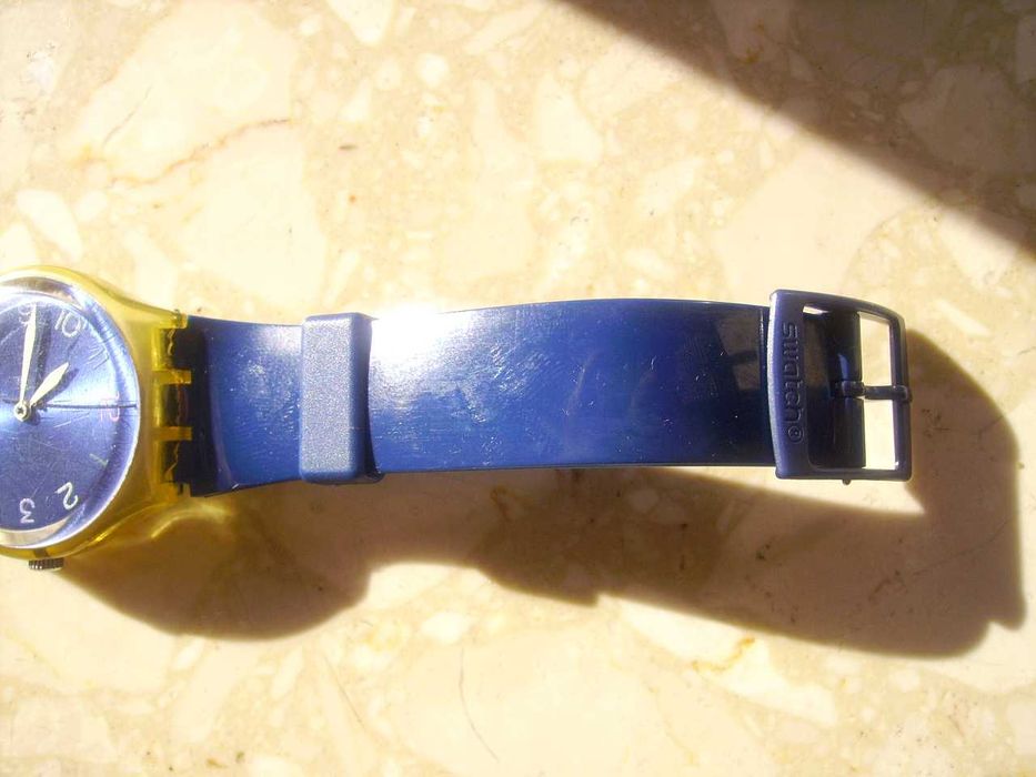 Zegarek Swatch gn209 Swiss Made uszkodzony + niebieski pasek oryginał stan bardzo dobry + pudełko bez baterii