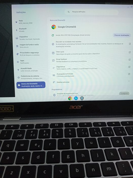 Pc portátil chromebook spin 513 4gb de ram e 64gb de armazenamento