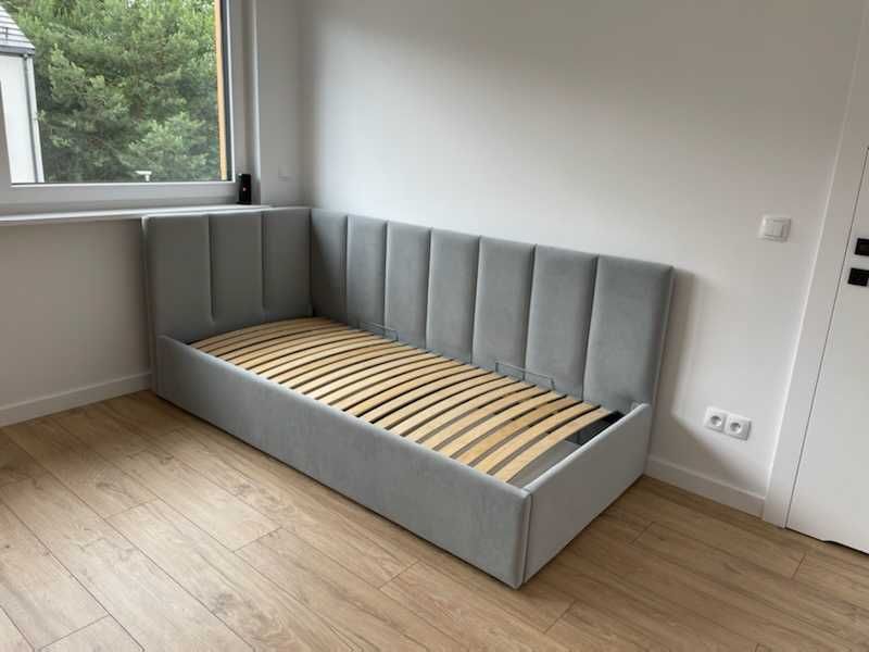 PROMOCJA Łóżko Tapicerowane MłodzieżoweNarożne StelażMetalowyPojemnik