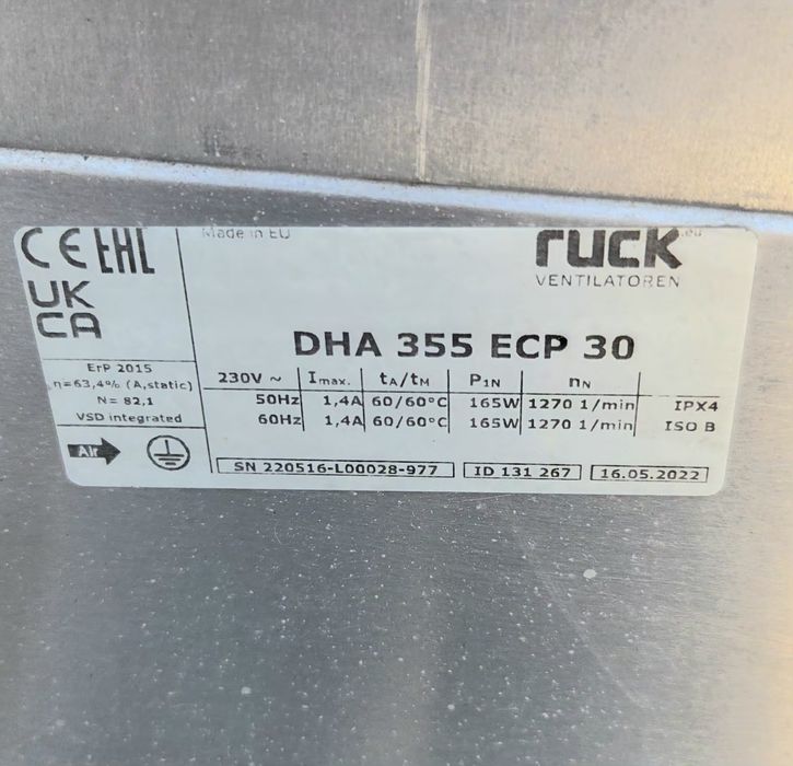 Ventilador 3100 m3h  extrator Ar limpo de  cobertura