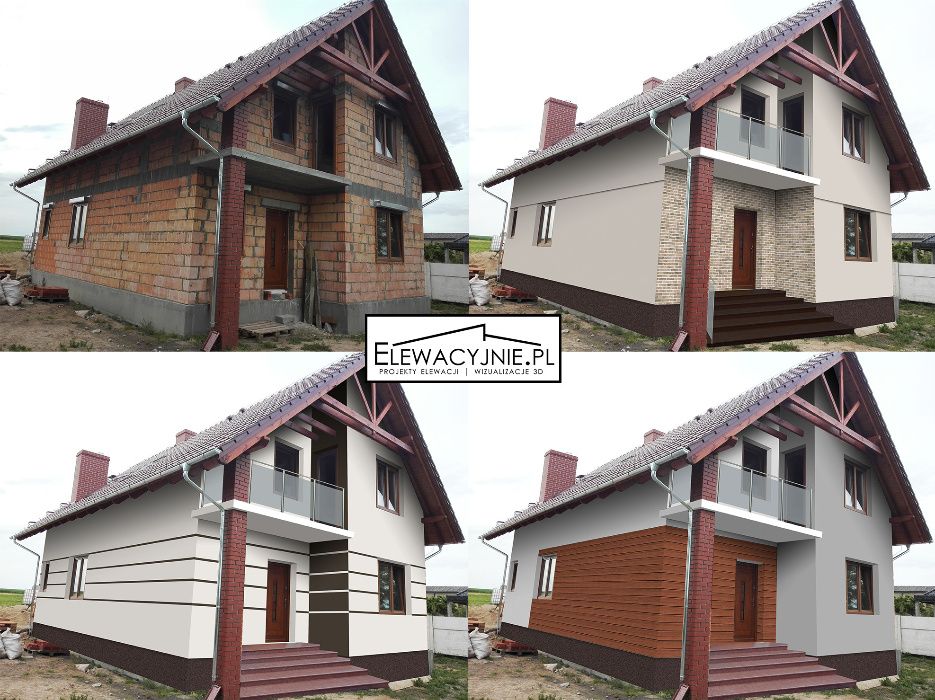 Projekt elewacji / Wizualizacje elewacji na zdjęciach/Elewacje domu 3D