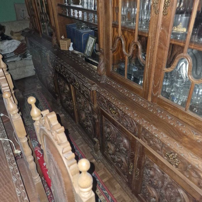 Conjunto casa de jantar - móvel, mesa e cadeiras