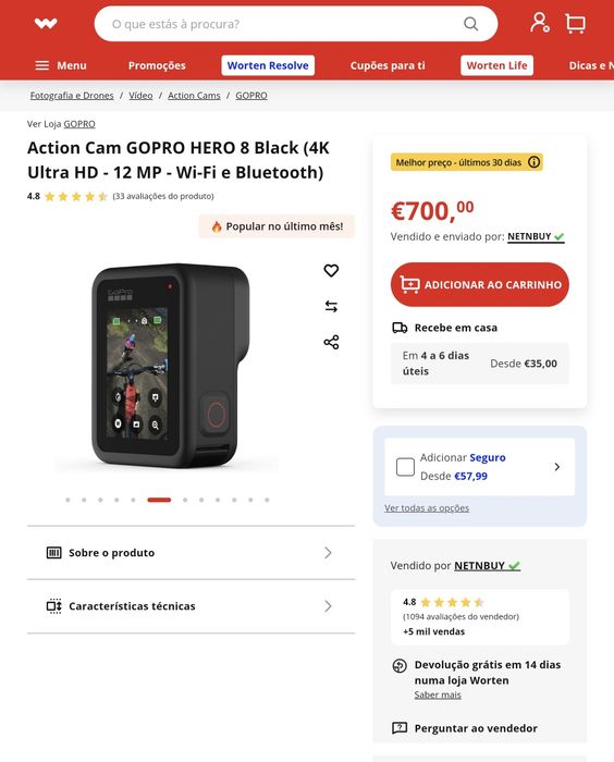 gopro hero 8 black edition, em estado novissimo