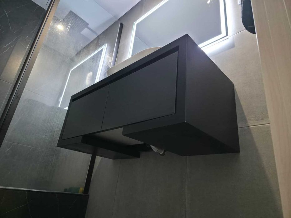 Móvel Suspenso WC Luxuoso em MDF, Preto & Antracite Mate NOVO EM CAIXA