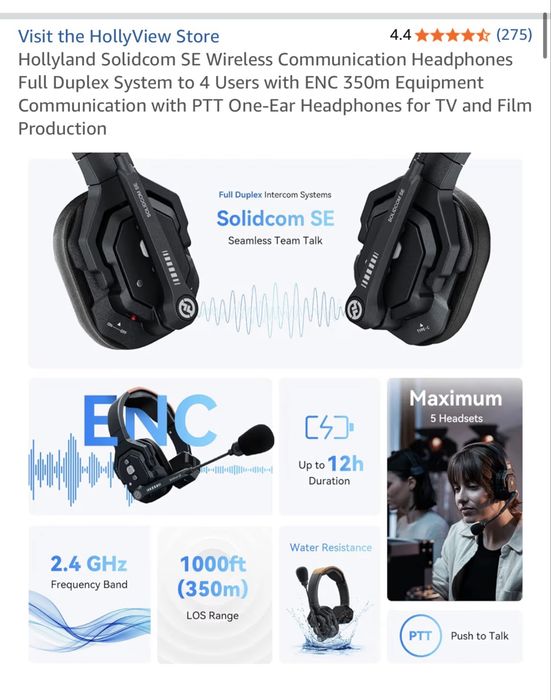 Hollyland Solidcom SE 4S – Intercom Wireless 4 Headsets – Como Novo
