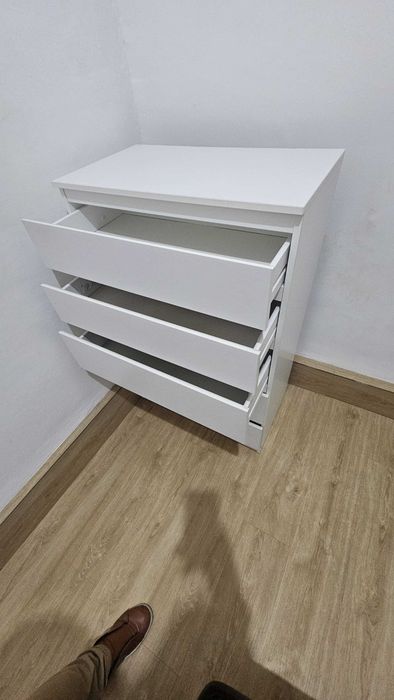 Cómoda KULLEN com 5 gavetas, branco, 70x40x112 cm