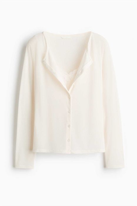 Bluzka kardigan L nowa kolekcja kremowy wiskoza dwuwarstwowy PROMOCJA