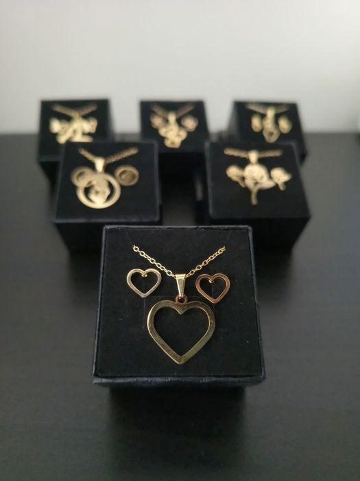 Colar e brincos aço