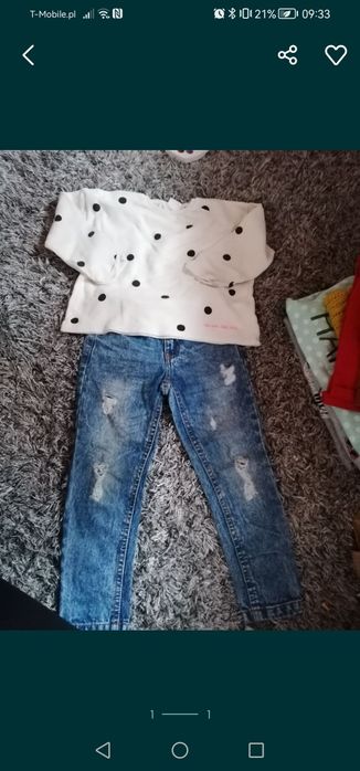 Zestaw bluza Zara, jeansy rozm. 104