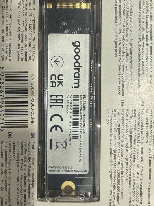 !НОВИЙ! SSD диск GoodRam PX600 250Gb M.2 2280