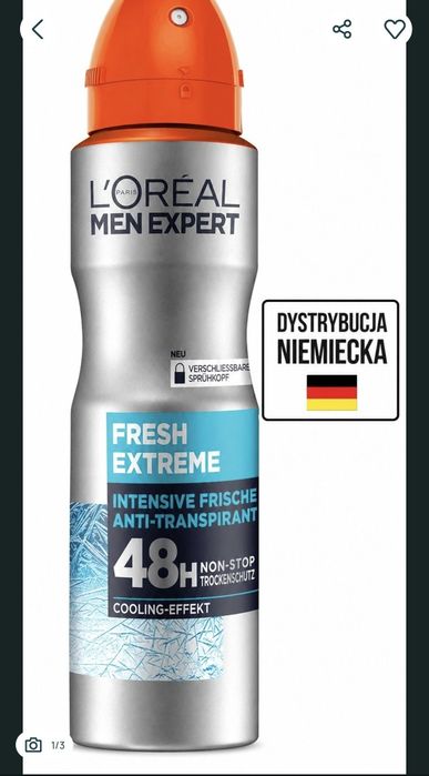 Loreal Paris, Men Expert, Fresh Extreme 72H – 150 ml - dystrybucja Niemiecka 32 Sztuki