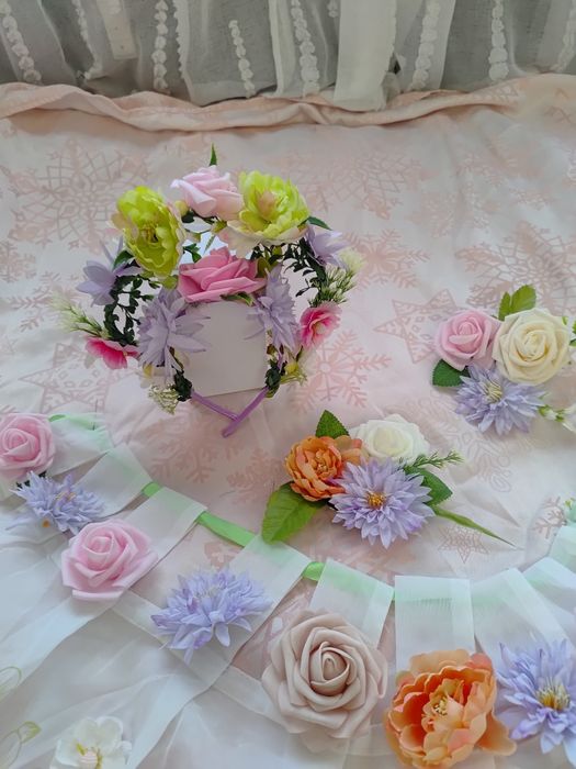 Piękny strój przebranie pani wiosna wiosenka 4 elementy roz uniwersaln