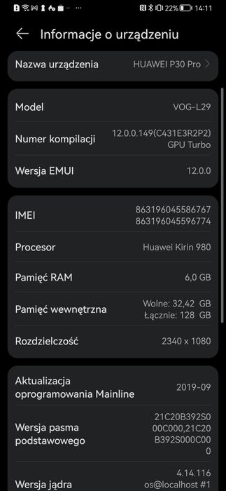 Huawei P30 Pro + dodatki głośnik, słuchawki, powerbank, etui
