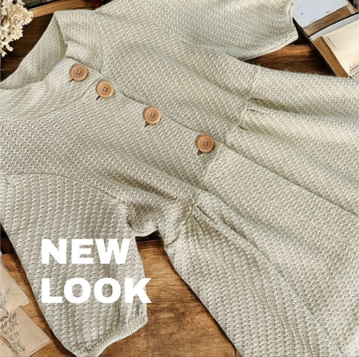 Kardigan sweter tunika New Look na zimę S M L bawełna kremowa beżowa